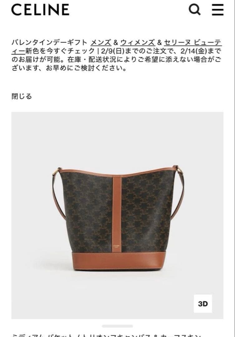 CELINE ミディアム バケット バッグ　トリオンフ