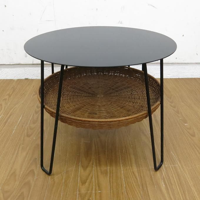 【IDEE/イデー】☆ワラビーローテーブル☆スチール×籐☆サイドテーブル