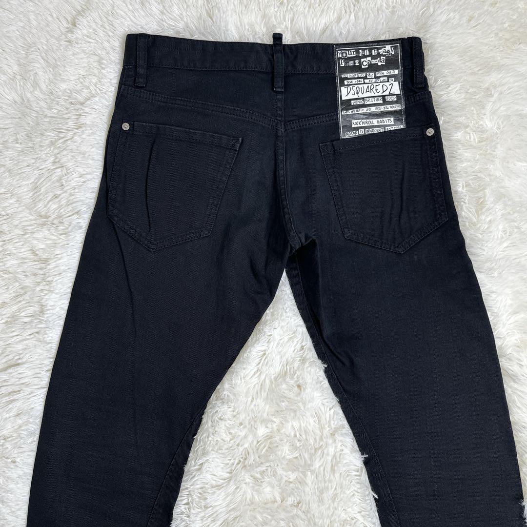 【未使用】DSQUARED2 ダメージ　ブラックデニム　44 セクシーツイスト