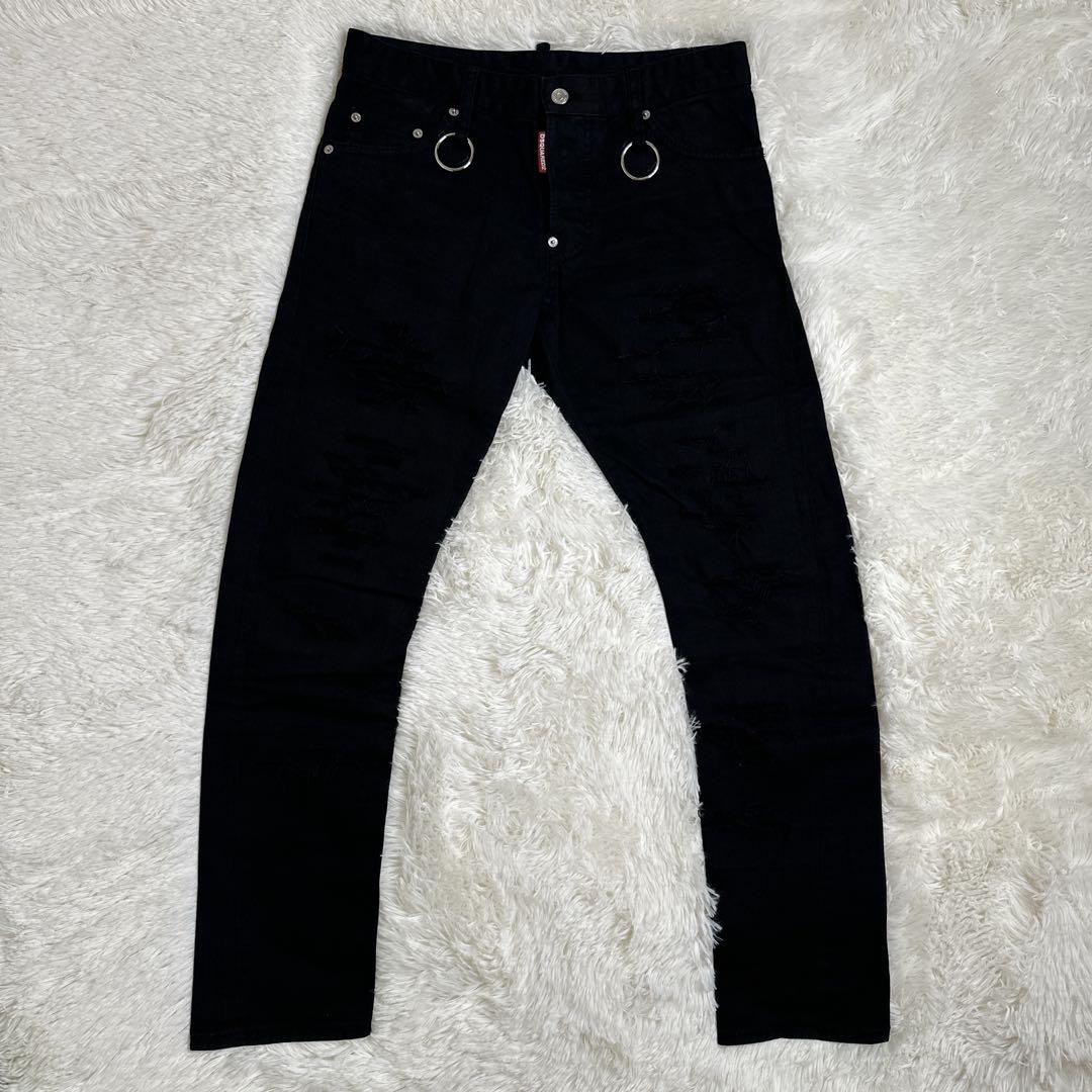 【未使用】DSQUARED2 ダメージ　ブラックデニム　44 セクシーツイスト