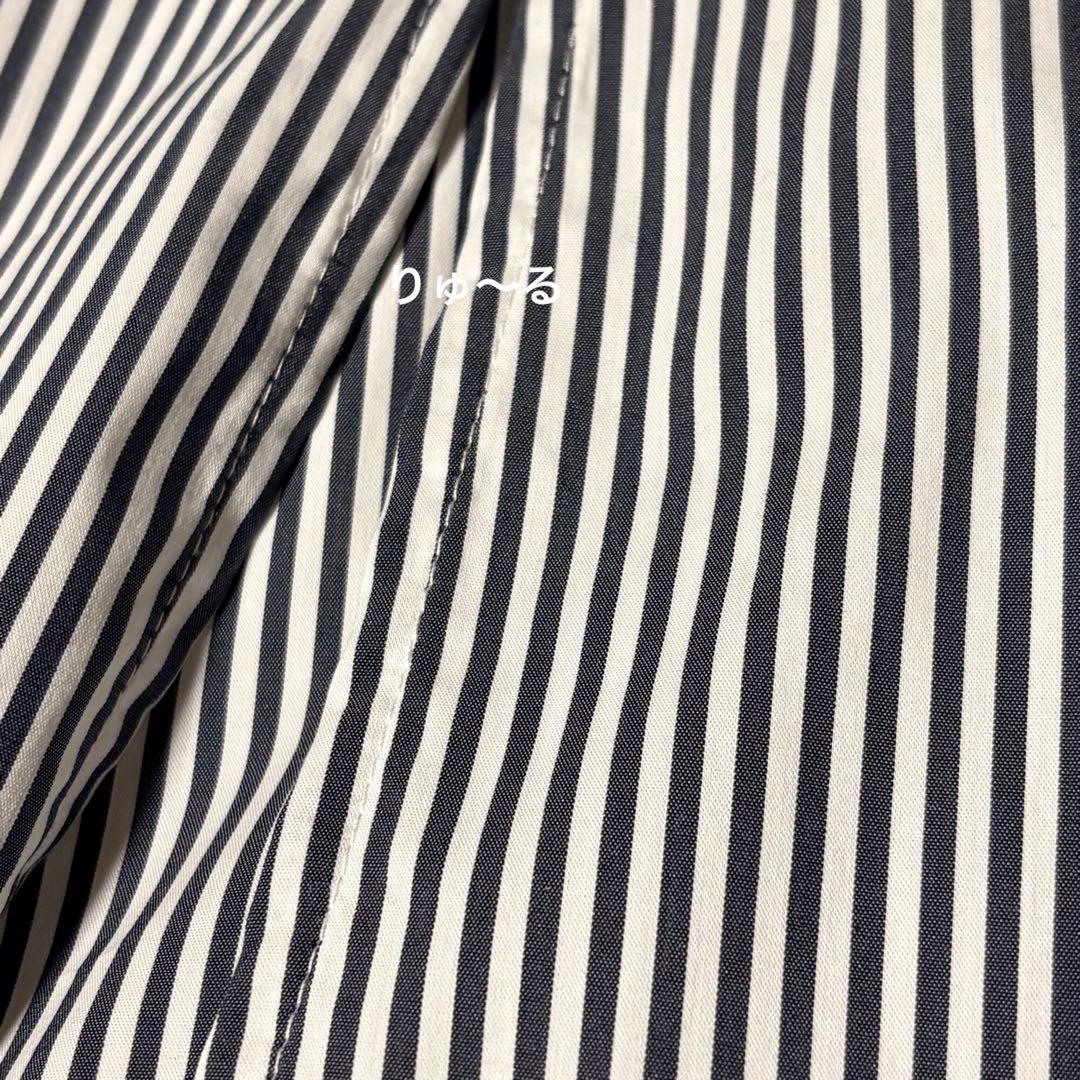 25AW⭐️1回短時間⭐️ビアズリー ソデリブフルアシャツ ストライプ／フリー