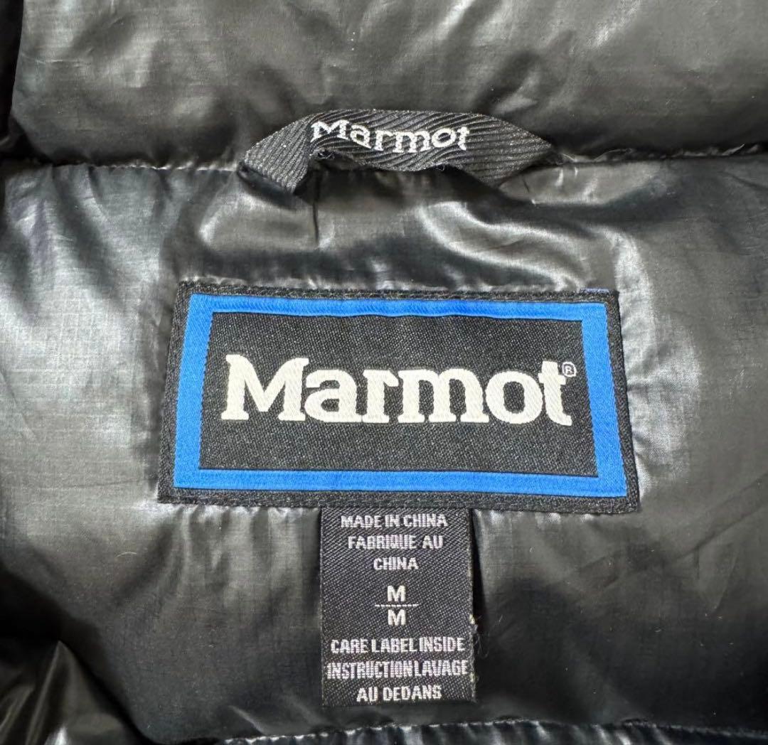美品 Marmot 軽量 M-3刺繍 ダウンジャケット ドローコード 黒 M