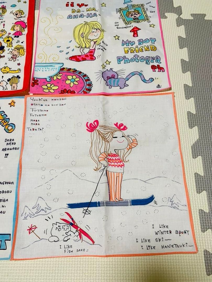 激レア　昭和レトロ　水森亜土　ハンカチ9枚セット　当時物