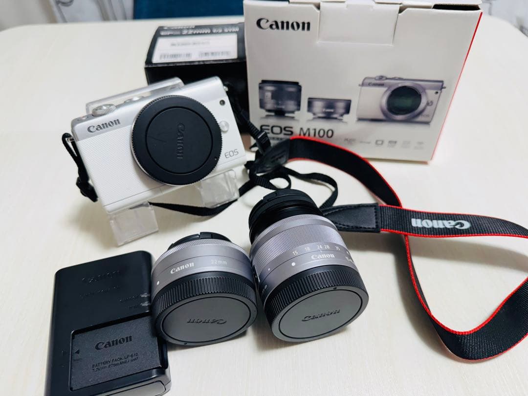 canonミラーレス一眼カメラEOS M100 、標準ズーム、単焦点、レンズ2点