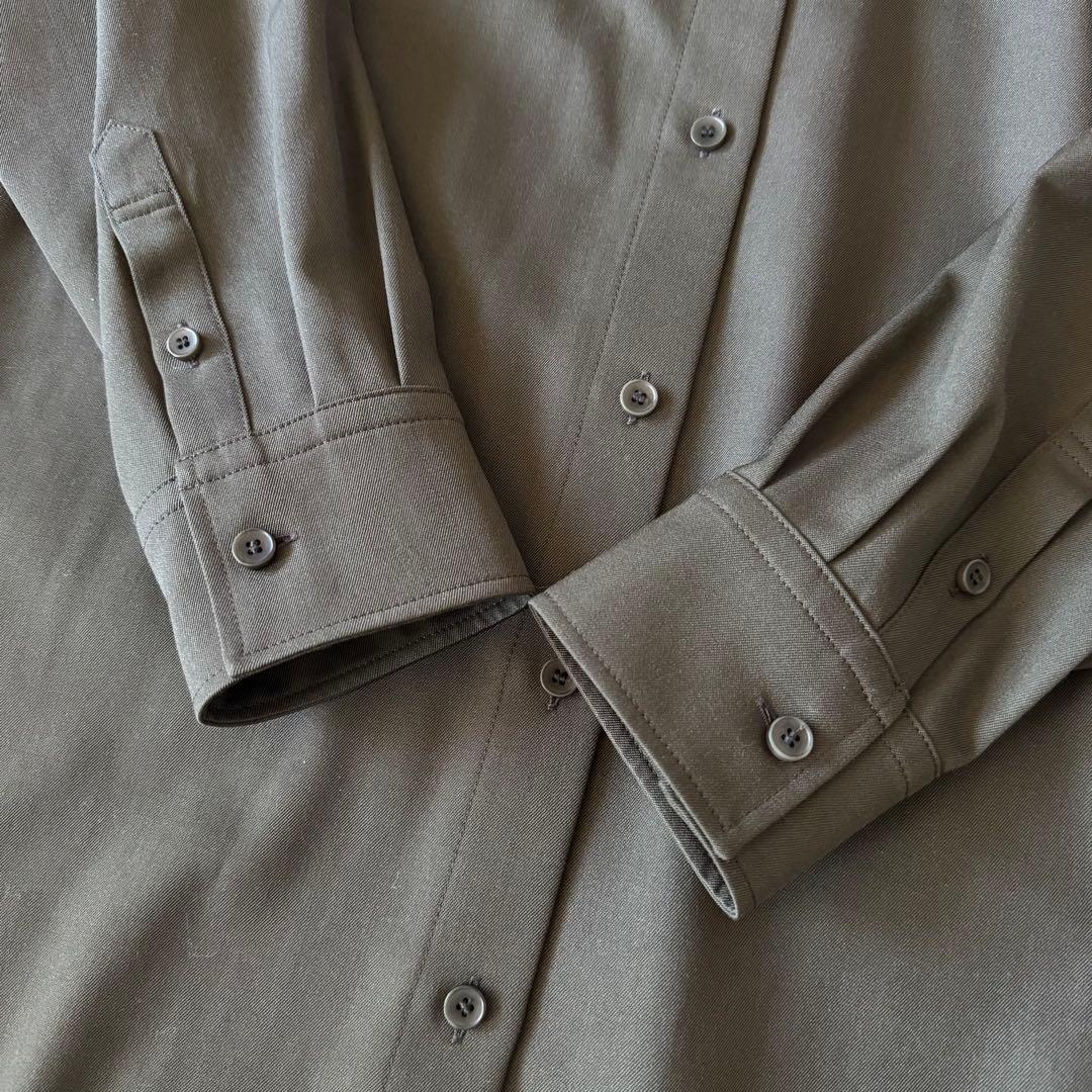 23区　シャツワンピース　ウール100 カーキ　ウエストリボン