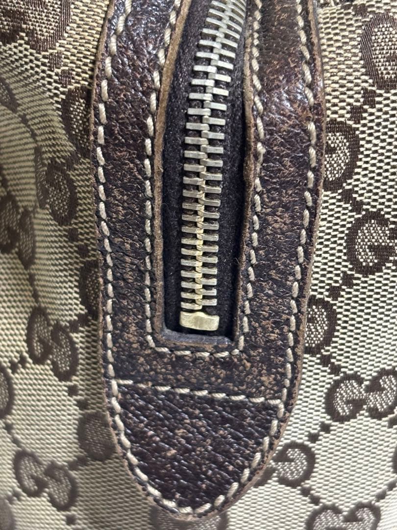 GUCCI ハンドバッグ GG柄 キャンバス生地 茶色