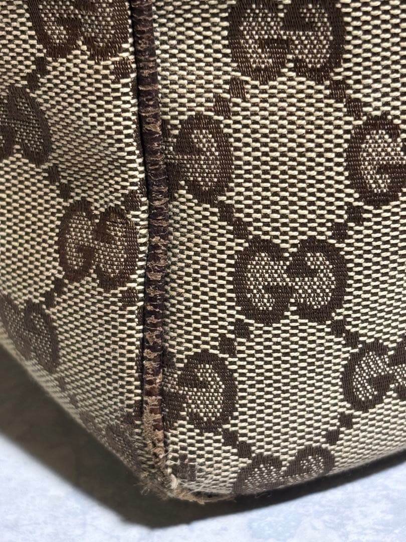 GUCCI ハンドバッグ GG柄 キャンバス生地 茶色