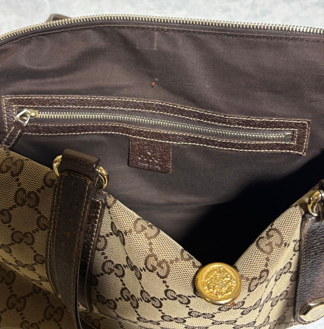 GUCCI ハンドバッグ GG柄 キャンバス生地 茶色
