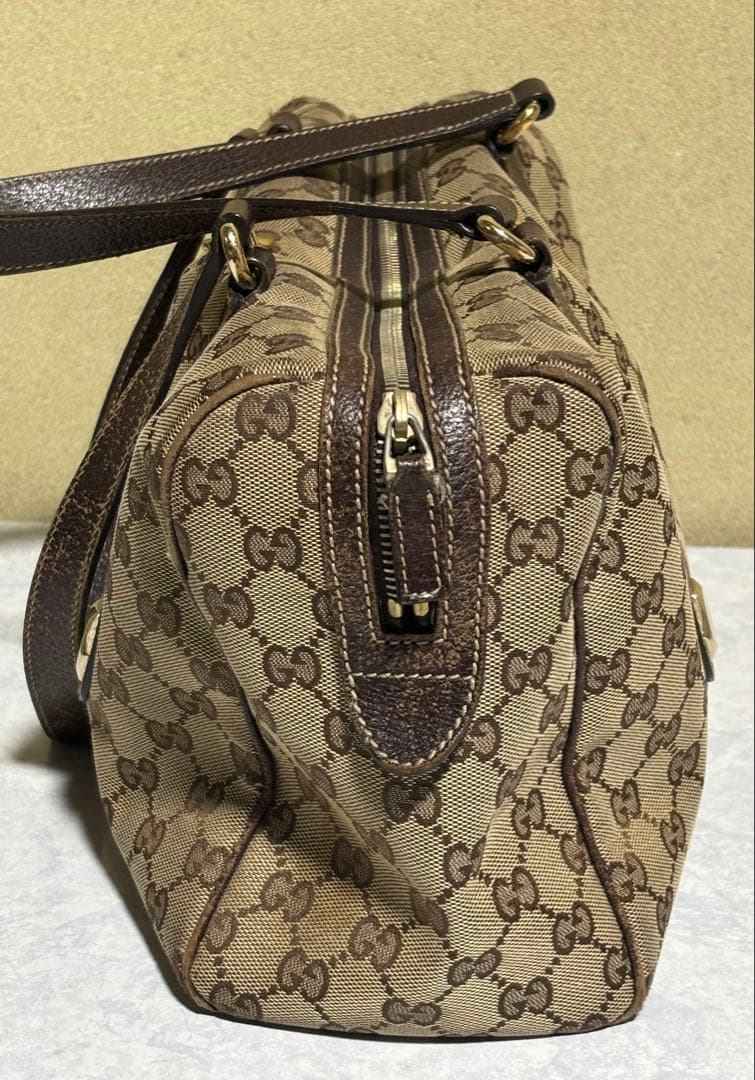 GUCCI ハンドバッグ GG柄 キャンバス生地 茶色