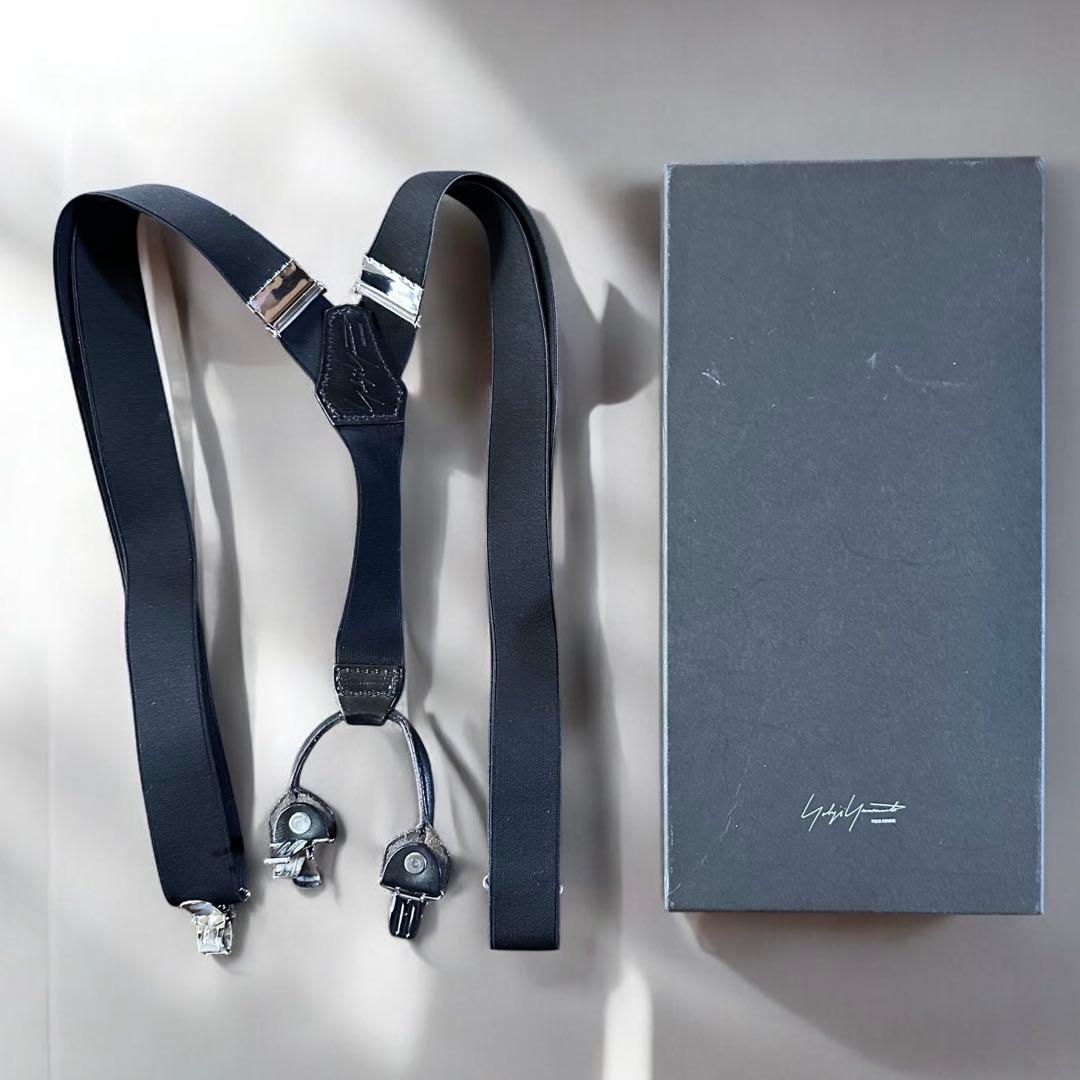 90sヴィンテージYohji Yamamotoゴム式 ロゴエンボス サスペンダー