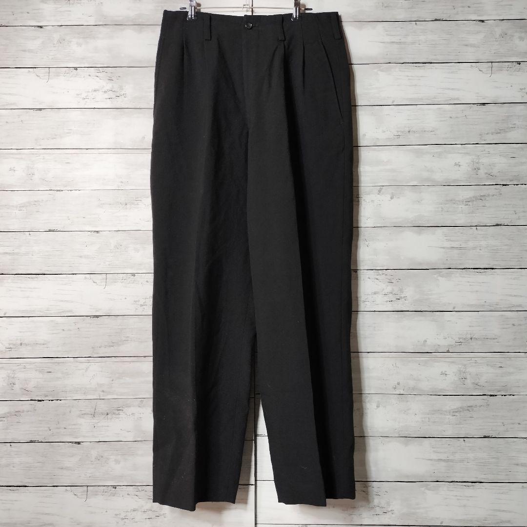 ヨウジヤマモトプールオム スラックス タックパンツ ウールギャバ 黒