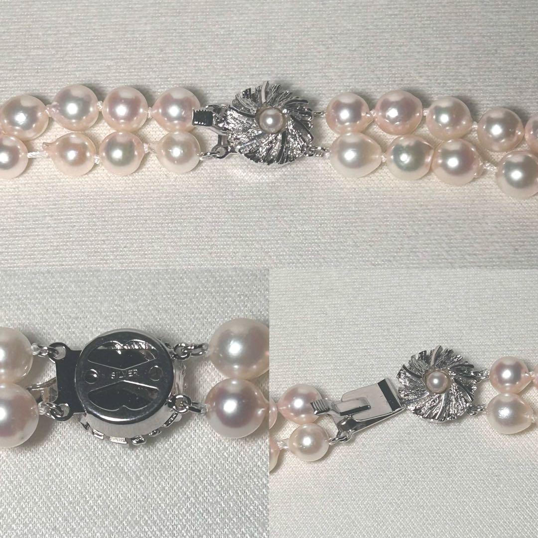 【テリ強✨】あこや バロック 2連 ネックレス 本真珠 パール 干渉色◎ 7.0