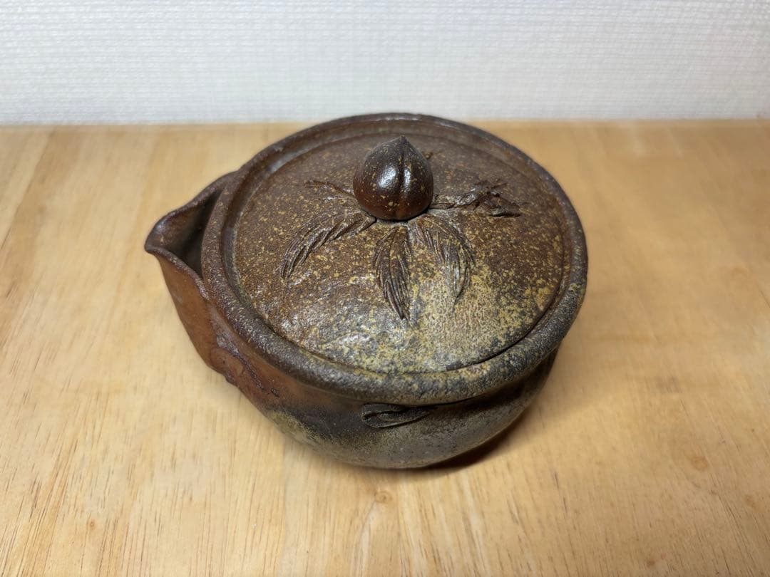 ㊽備前焼 宝瓶 登り窯 桃 もも モモ 手びねり 急須