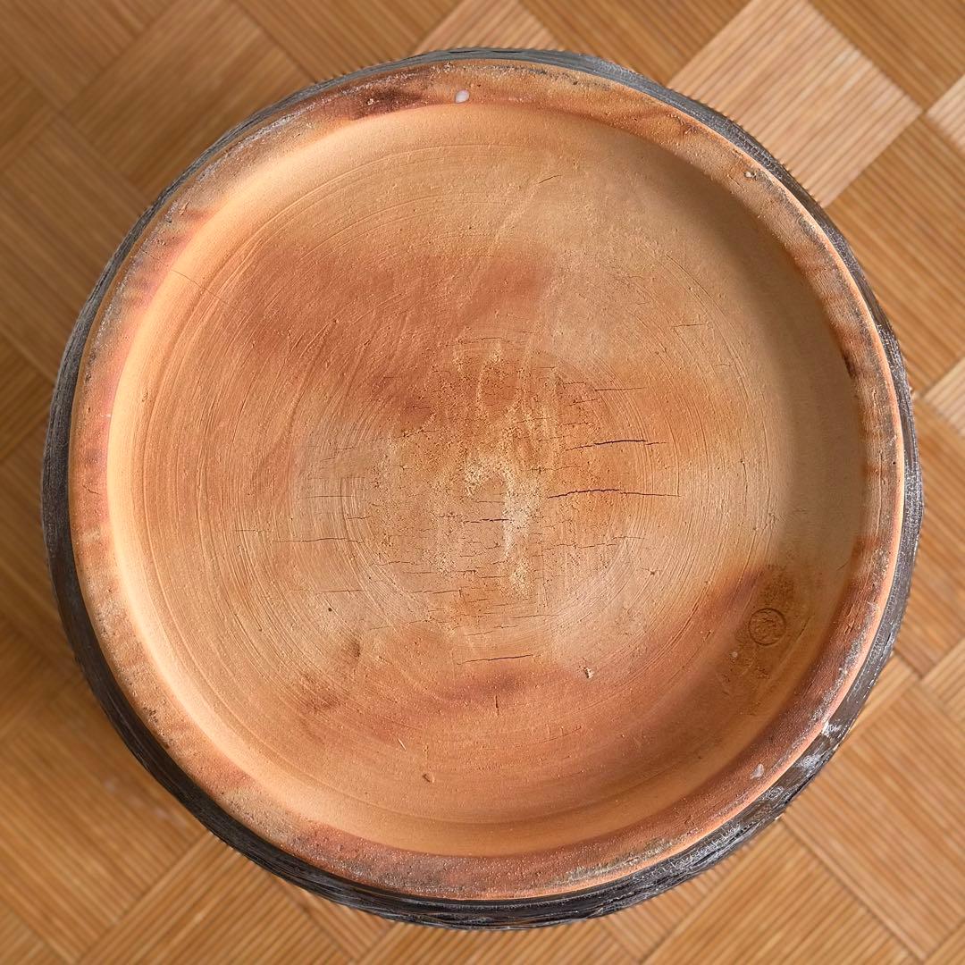 SNT1314 備前焼 裂紋 耳付火鉢 作家物 茶室の整理品 古道具 睡蓮鉢