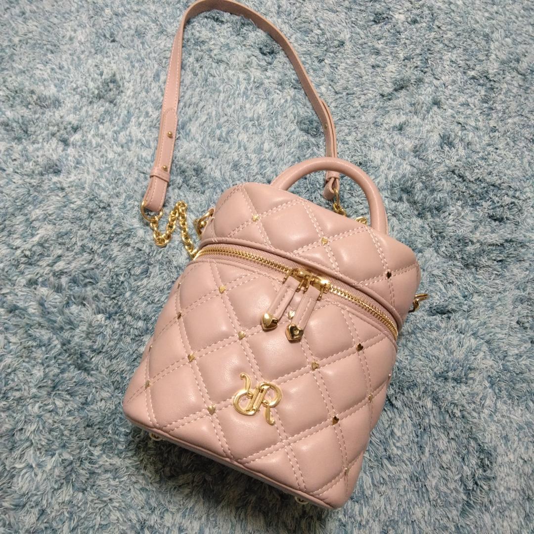 RANDA ランダ ハートスタッズ 2WAY キルティングバニティバッグ ピンク