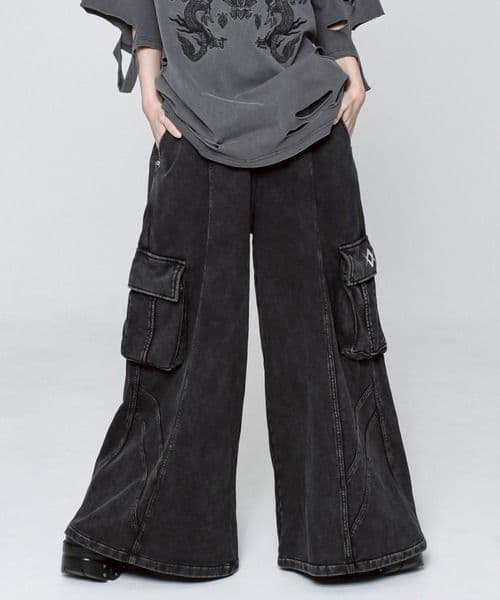 REFLEM【レフレム】ヘビーウェイトワイドスウェットカーゴパンツ