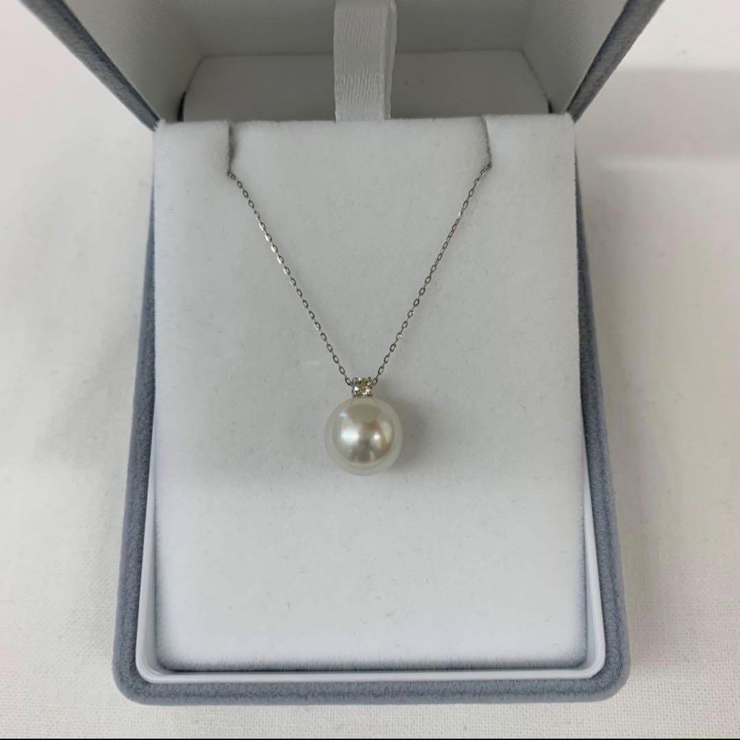 rotthy-　大人気無調色アコヤ真珠　9.5-10mm ダイヤネックレス