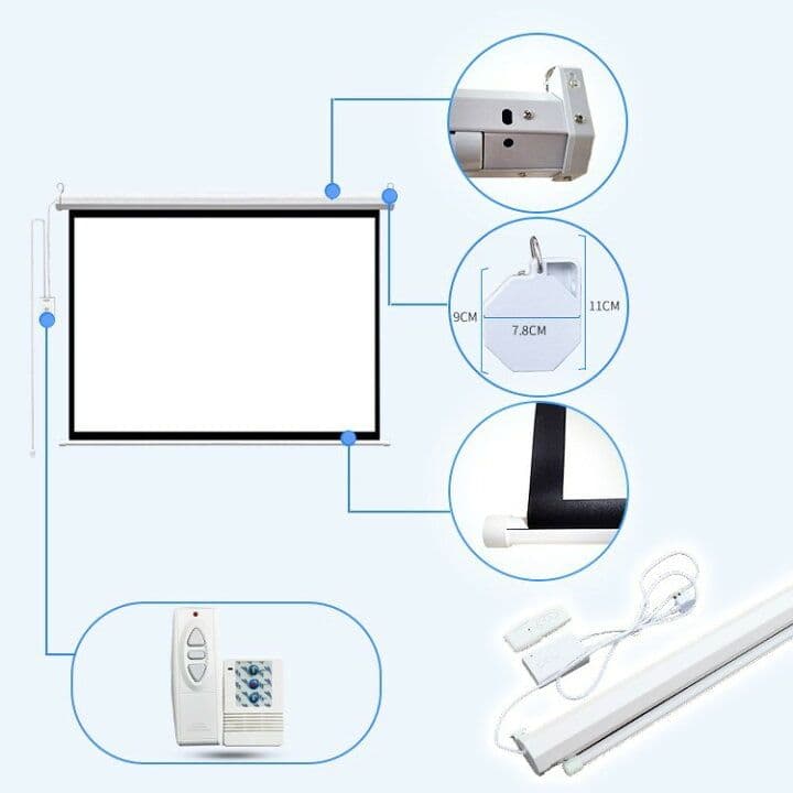 電動 プロジェクタースクリーン リモコン付き 72インチ