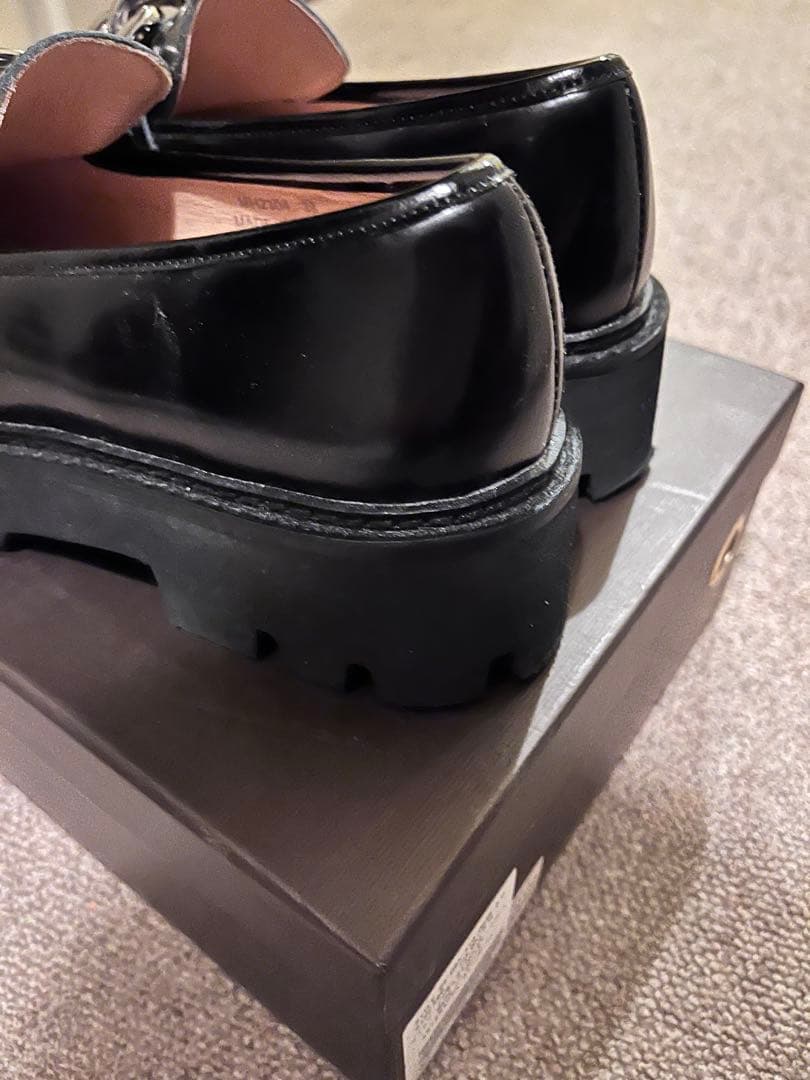 ARTESANOSレザー厚底チェーンローファー　黒　38（24cm）