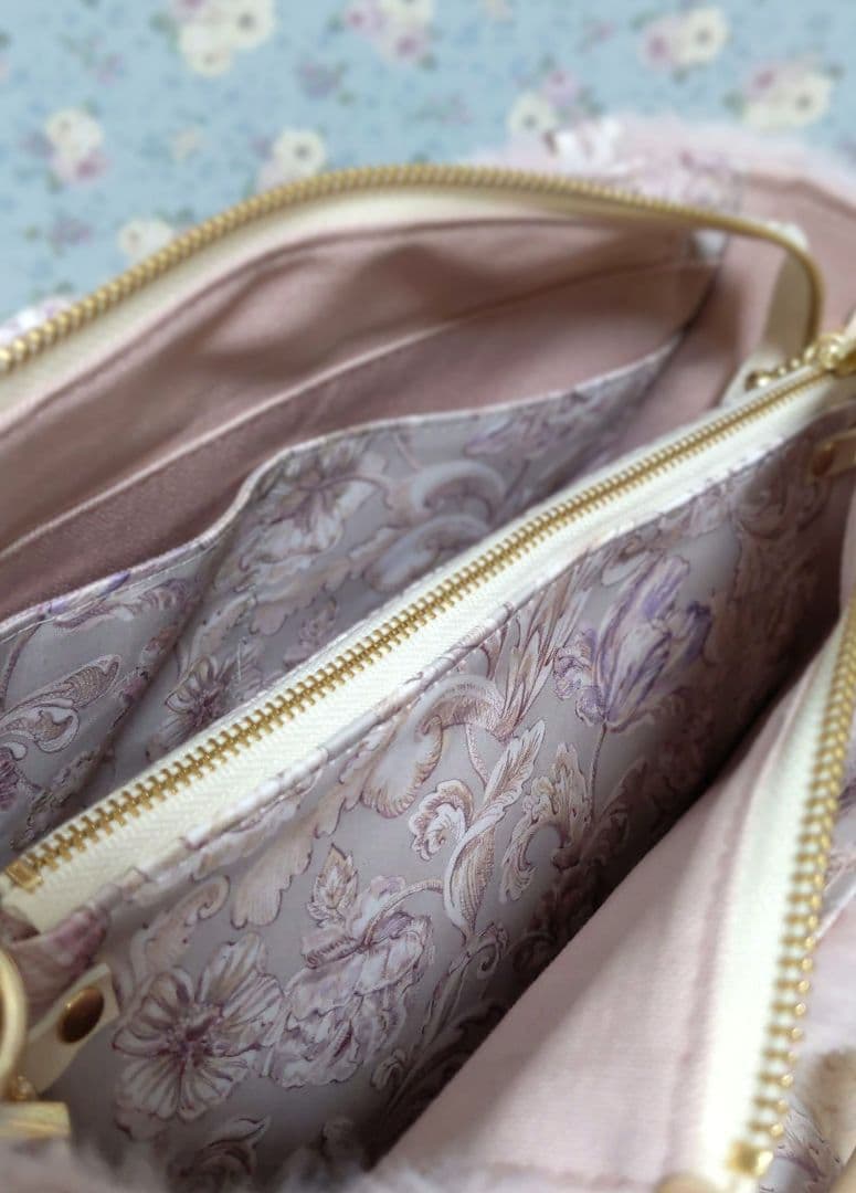 フリー出品　アレキサンダーマーブル　グレーブルーム　仕切りポーチ付きミニトート