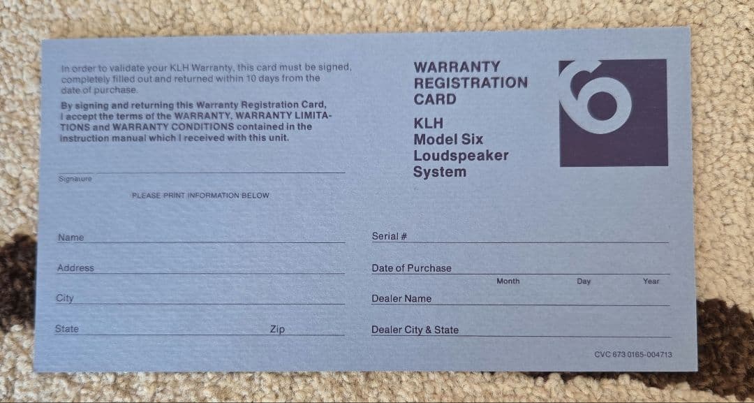 KLH MODEL SIX 06 スピーカー 1台