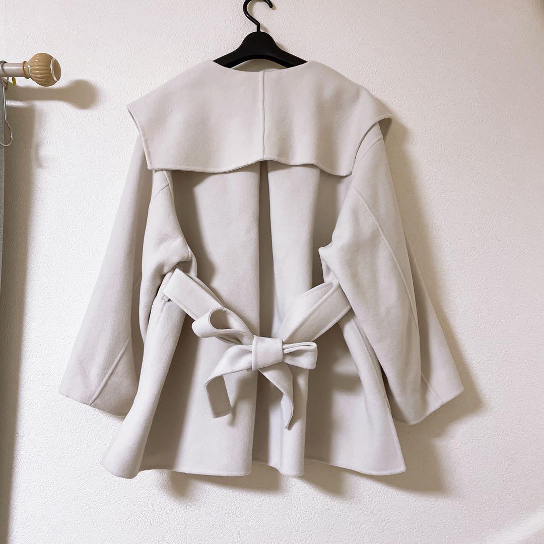 ROPE　リバーメルトンセーラーカラーショートフォルムコート　ウールコート　38