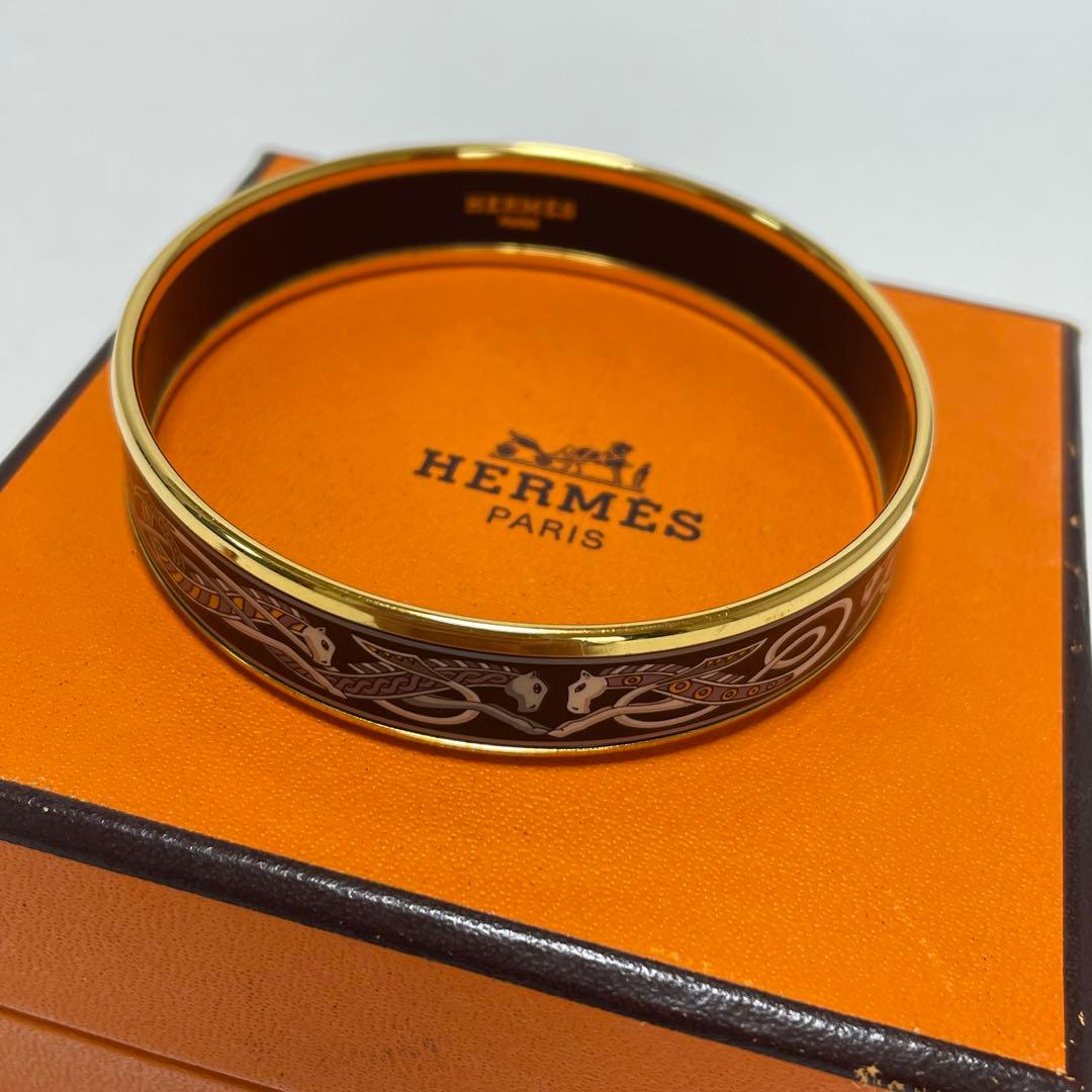 エルメス HERMES エマイユ バングル ブレスレット 七宝焼き ドラゴン