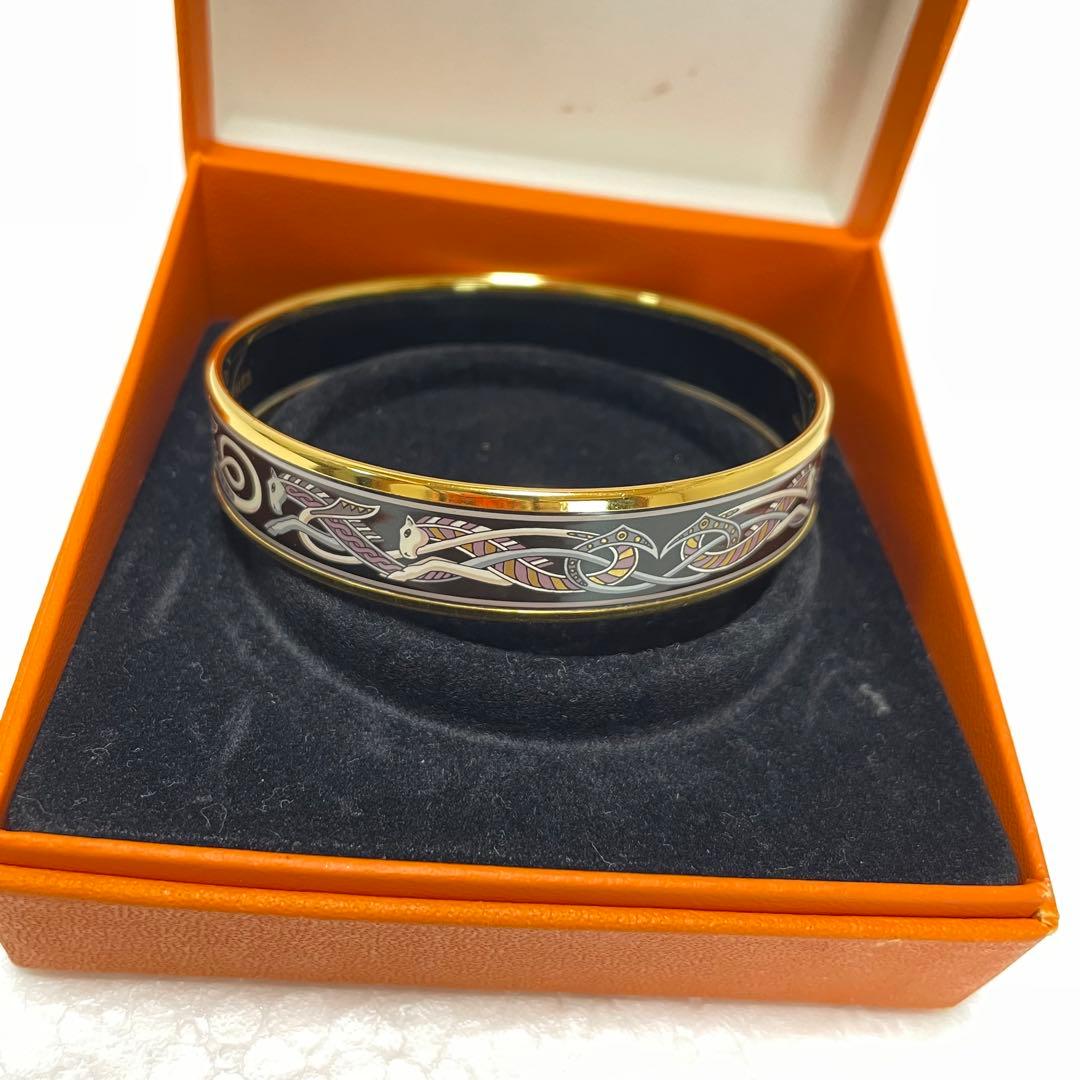 エルメス HERMES エマイユ バングル ブレスレット 七宝焼き ドラゴン