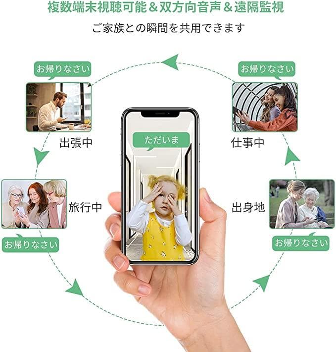 【 ワイヤレス インターホン】スマホ連動 広角 暗視 録画 双方向音声 遠隔監視