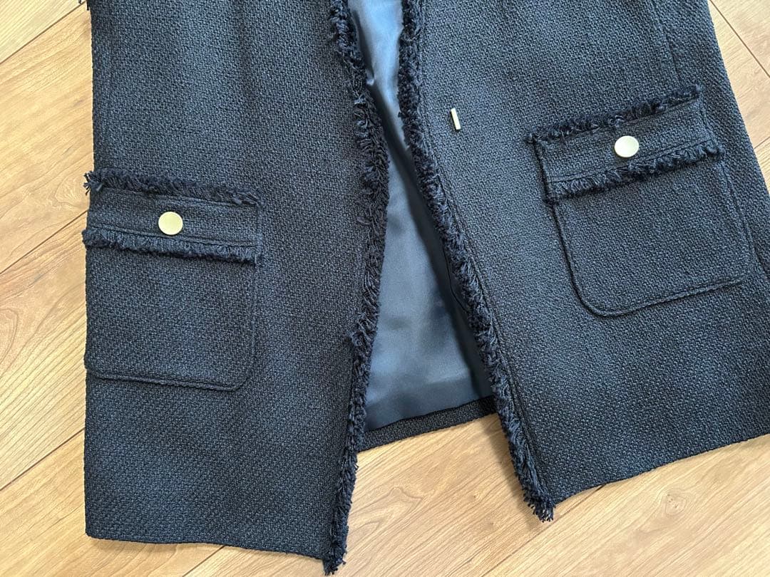 green label relaxing ミックスツイードライク ジレ ネイビー