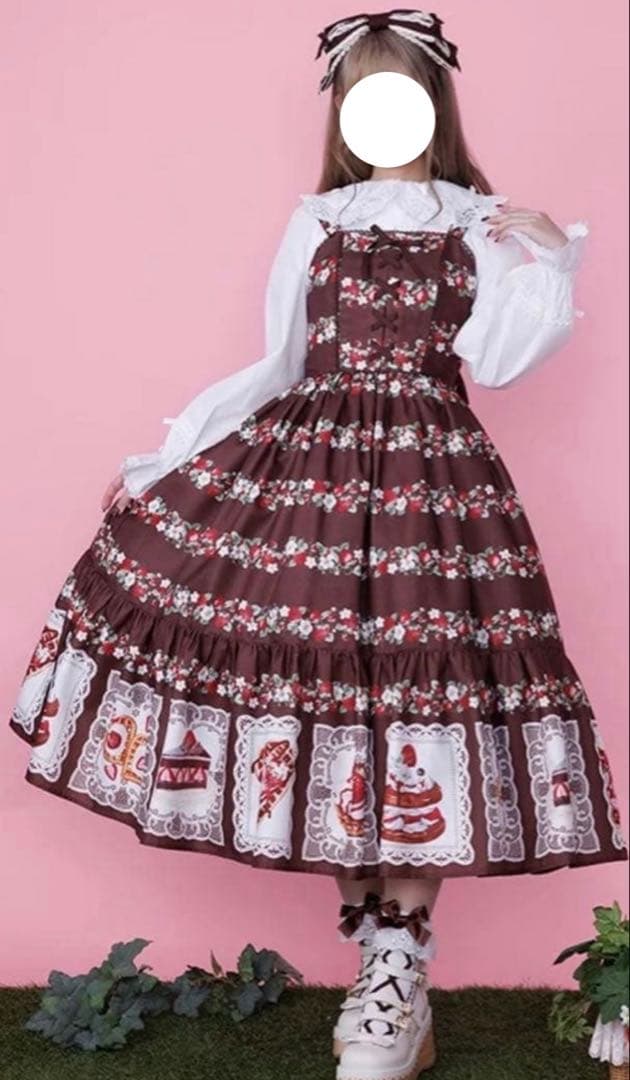 Chalmiereベイクドベリーロング丈ジャンスカ　ヘッドドレスセット