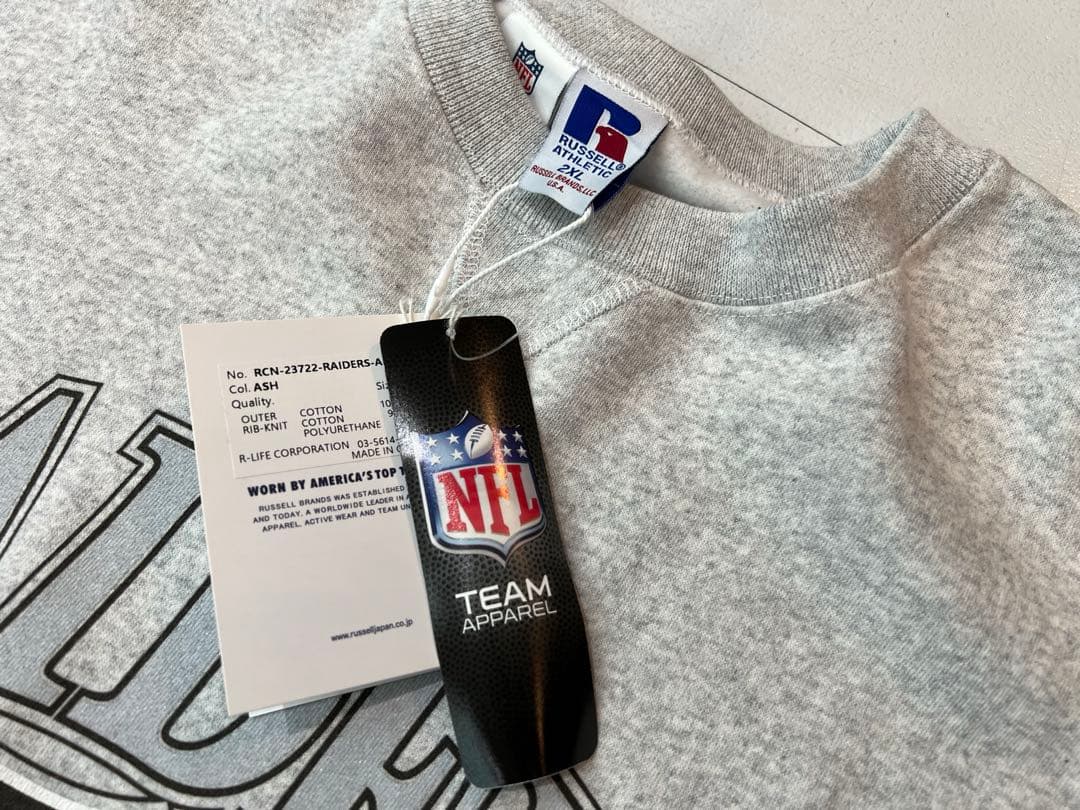 新品NFL RAIDERS コラボRussellラッセルレイダース2XL グレー