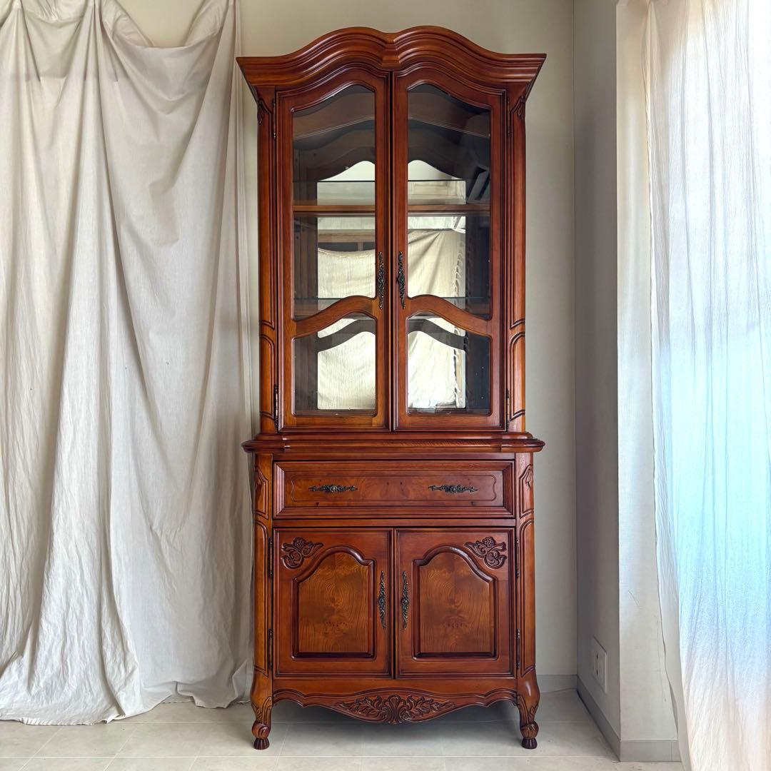 イタリア　ガラス　キャビネット　カップボード　飾り棚　アンティーク　ヨーロピアン