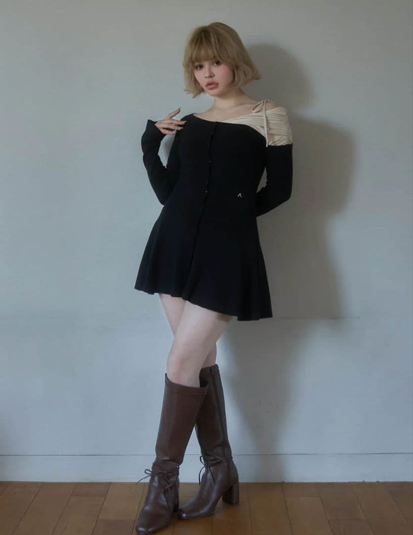 【新品】andmary Helen knit flare mini dress