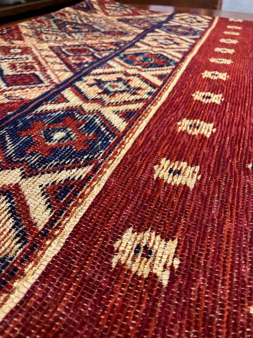 【ラグ・マット】140×200　ジャガードキリム　アンティークタイル柄 JK-1