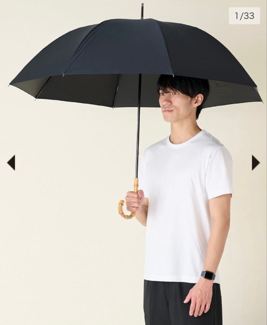 【即購入OK】サンバリア100 長傘 LLサイズ/ 無地 ブラック 直径107