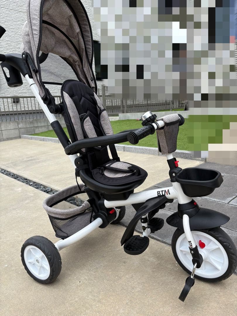 BTM 三輪車 折りたたみ ホワイト/グレー