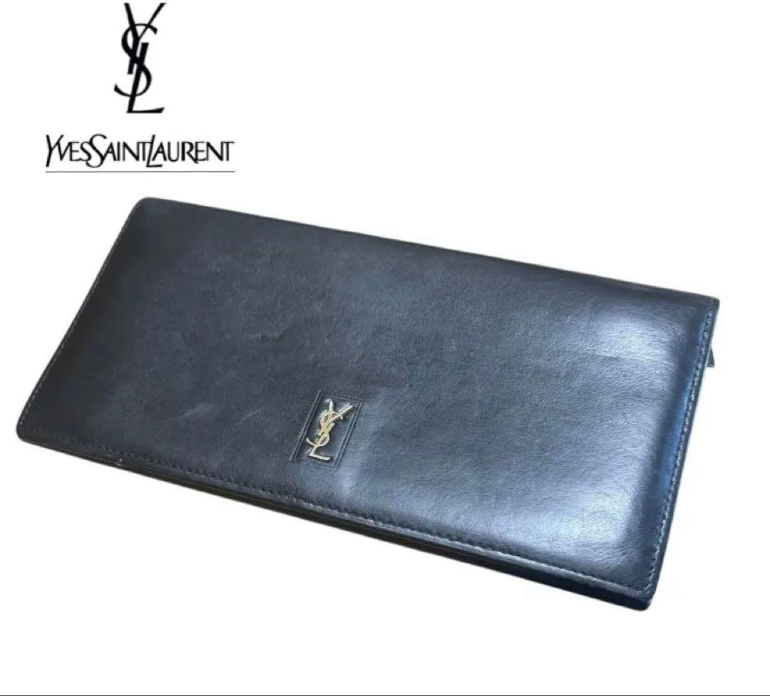 イヴサンローラン 長財布 フラップウォレット カサンドラ YSLロゴ 男女可能