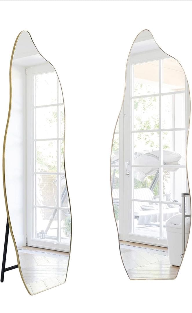 鏡 スタンドミラー 姿見鏡 全身鏡 ウェーブミラー 韓国 60cm 180cm