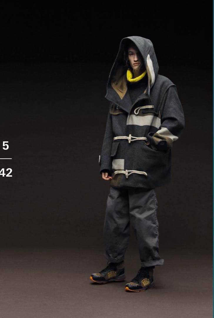 kolor ダッフルコート ネイビー ブラウン