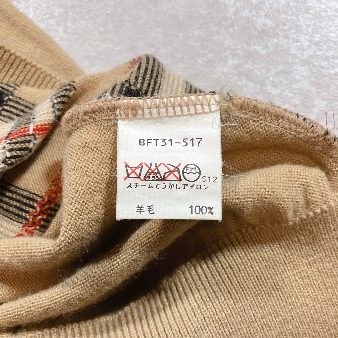 BURBERRY ノバチェック柄 ウールニット ベージュ バーバリー M