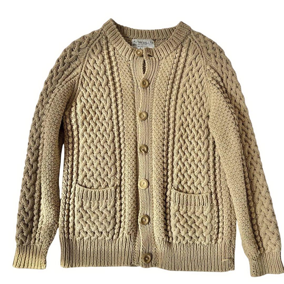 【Ｈｉ_ｊｉｒｉ】インバーアラン 黒タグ コットン カーディガン