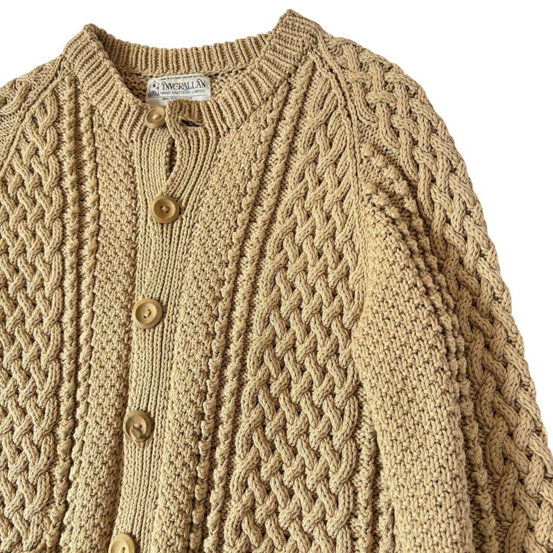 【Ｈｉ_ｊｉｒｉ】インバーアラン 黒タグ コットン カーディガン