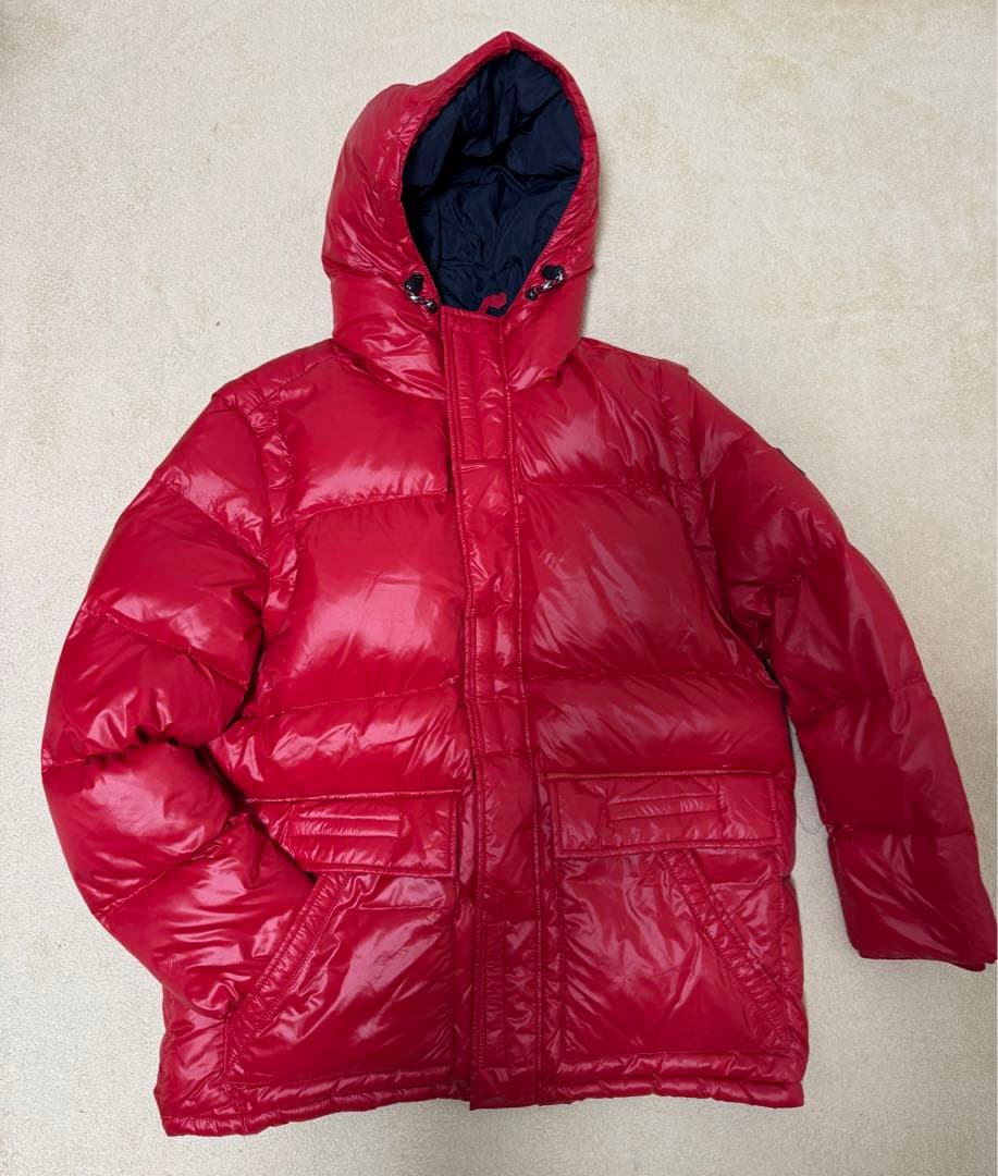 トミーヒルフィガー 赤 ダウンジャケット フード付き ベスト