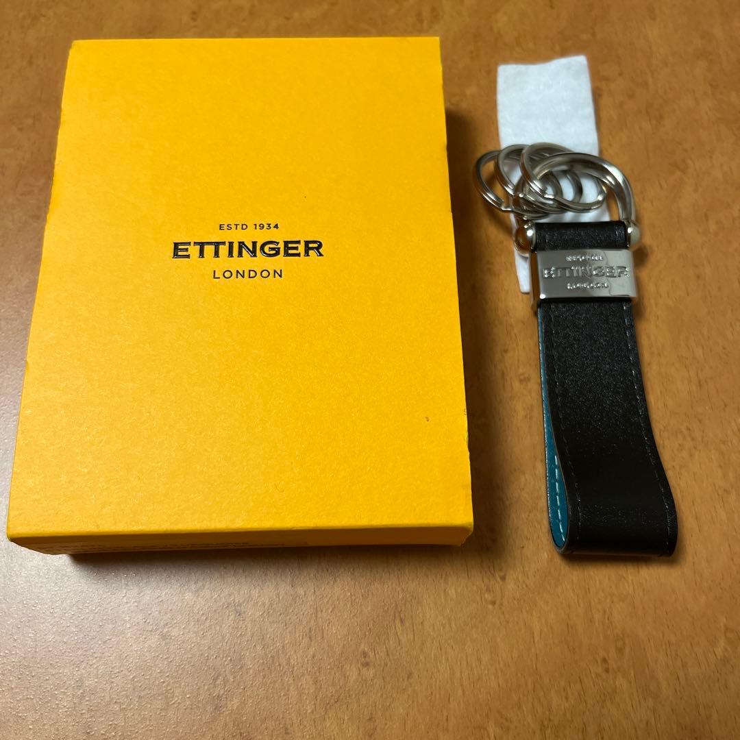 【未使用】ETTINGER キーリング・キーホルダー 3連 黒