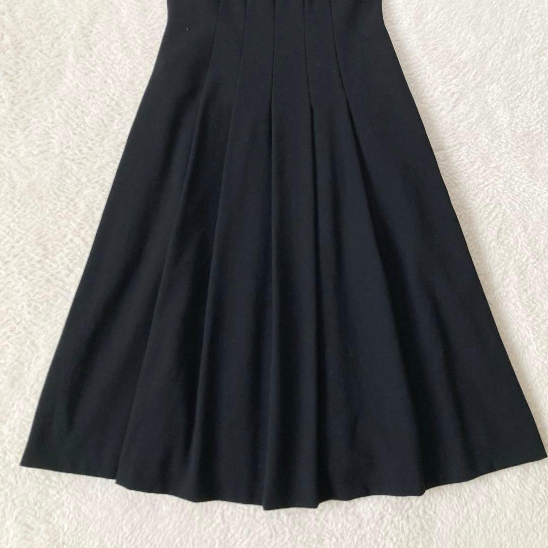 FOXEYフォクシー　ノーカラーワンピース　プリーツ　ミモレ丈　40サイズ