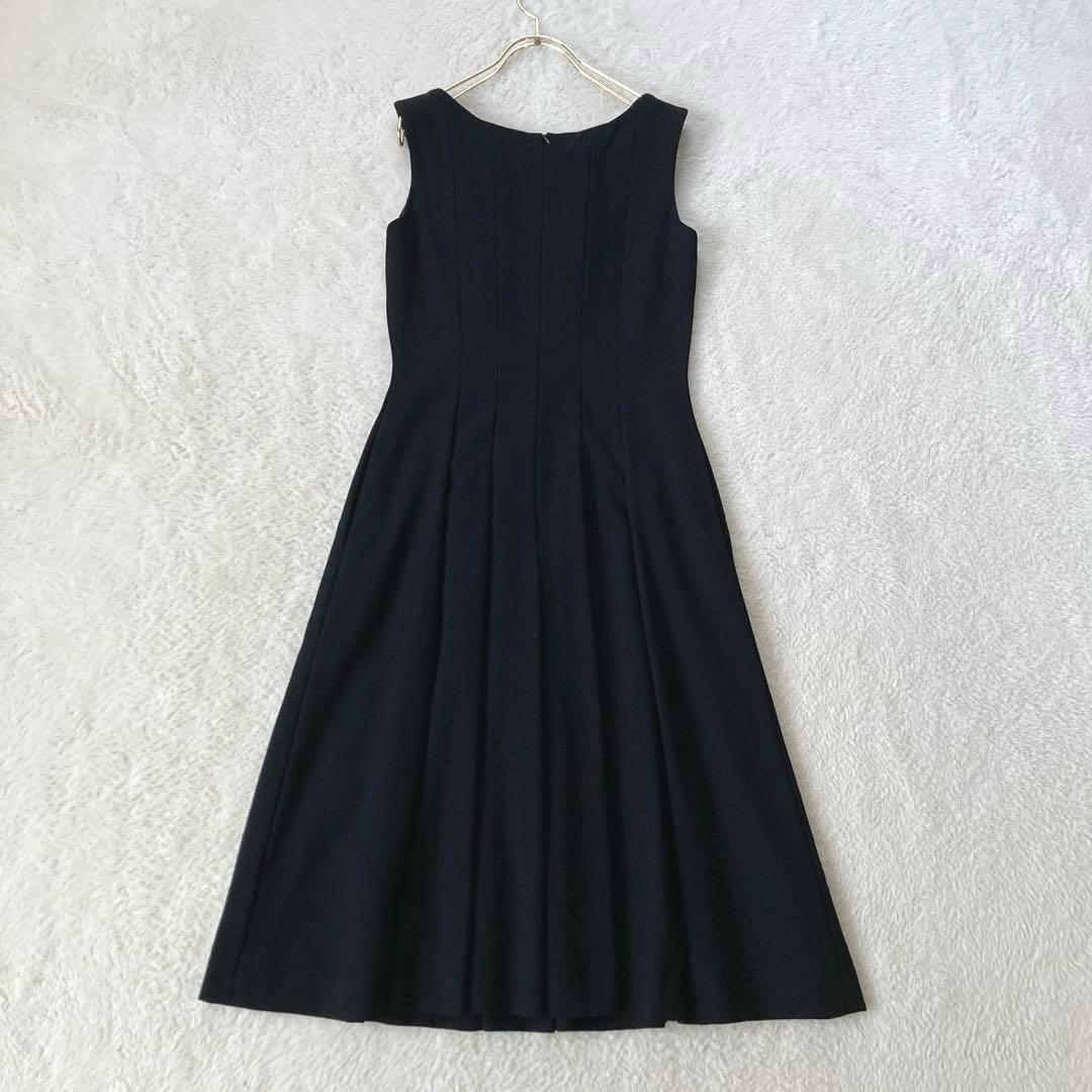 FOXEYフォクシー　ノーカラーワンピース　プリーツ　ミモレ丈　40サイズ