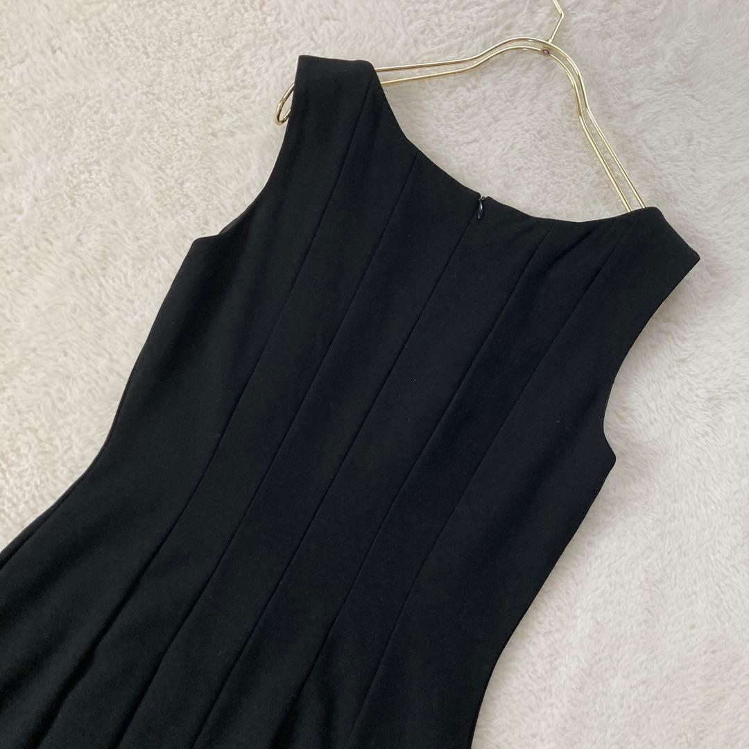 FOXEYフォクシー　ノーカラーワンピース　プリーツ　ミモレ丈　40サイズ