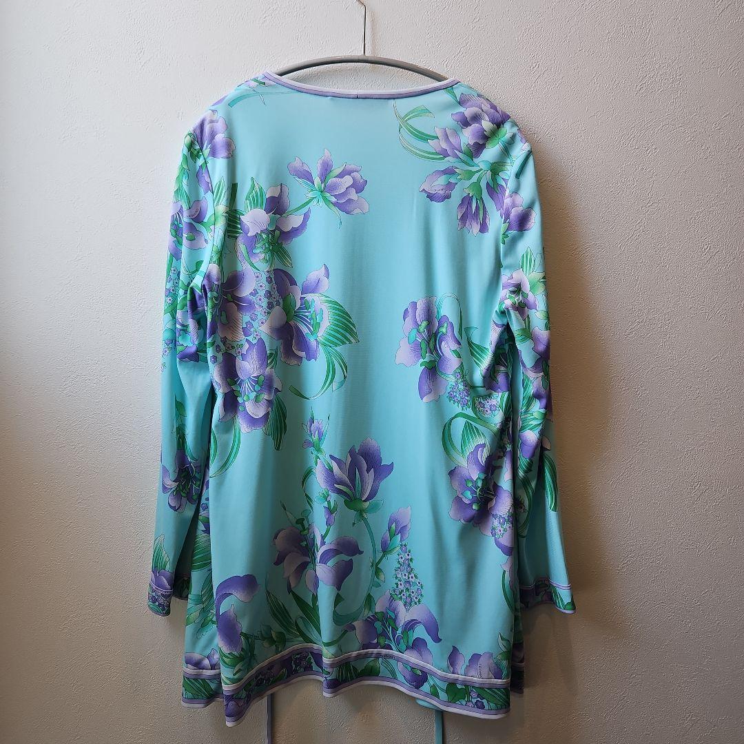 LEONARD 花柄ミントグリーンアンサンブル風長袖チュニック