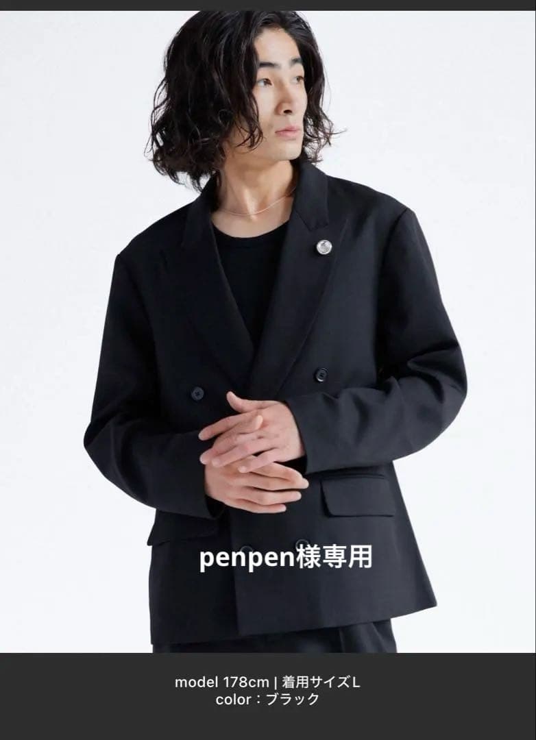 penpen  SINSS ブラック ダブルブレストジャケット Mサイズ